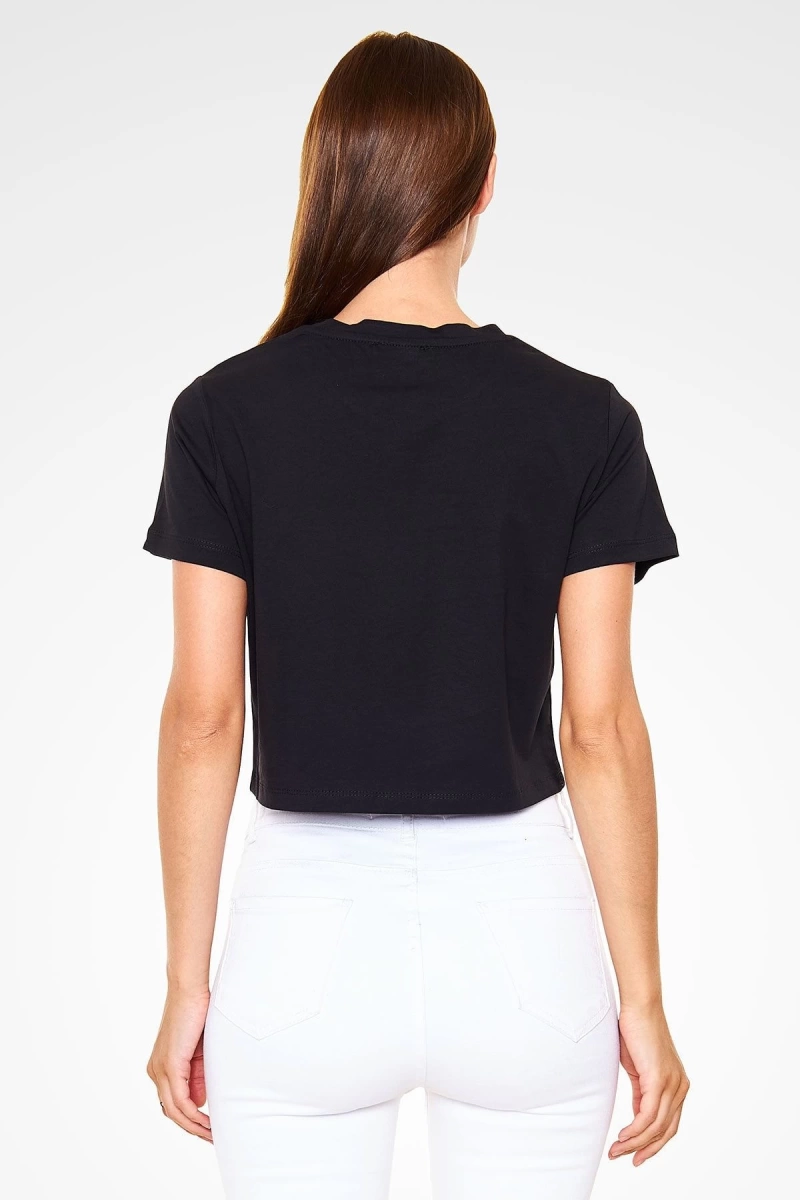 Tango Siyah Crop Top  T-Shirt