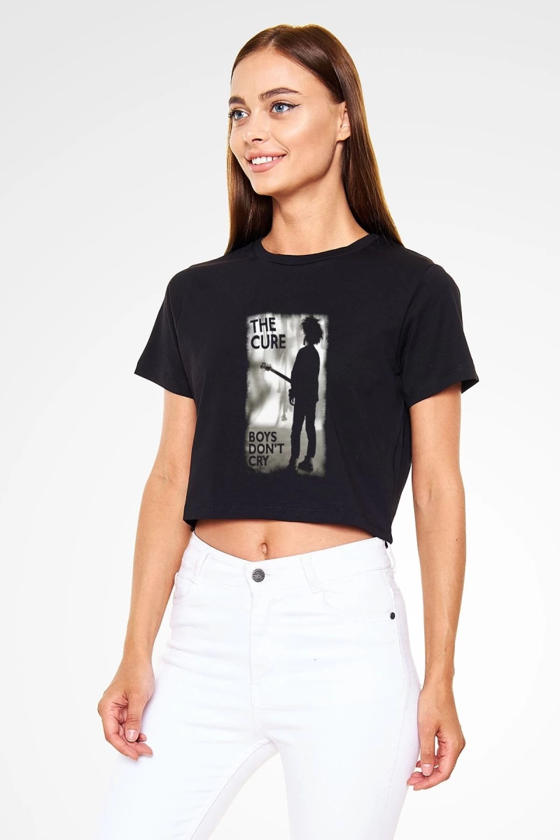The Cure Siyah Crop Top Tişört