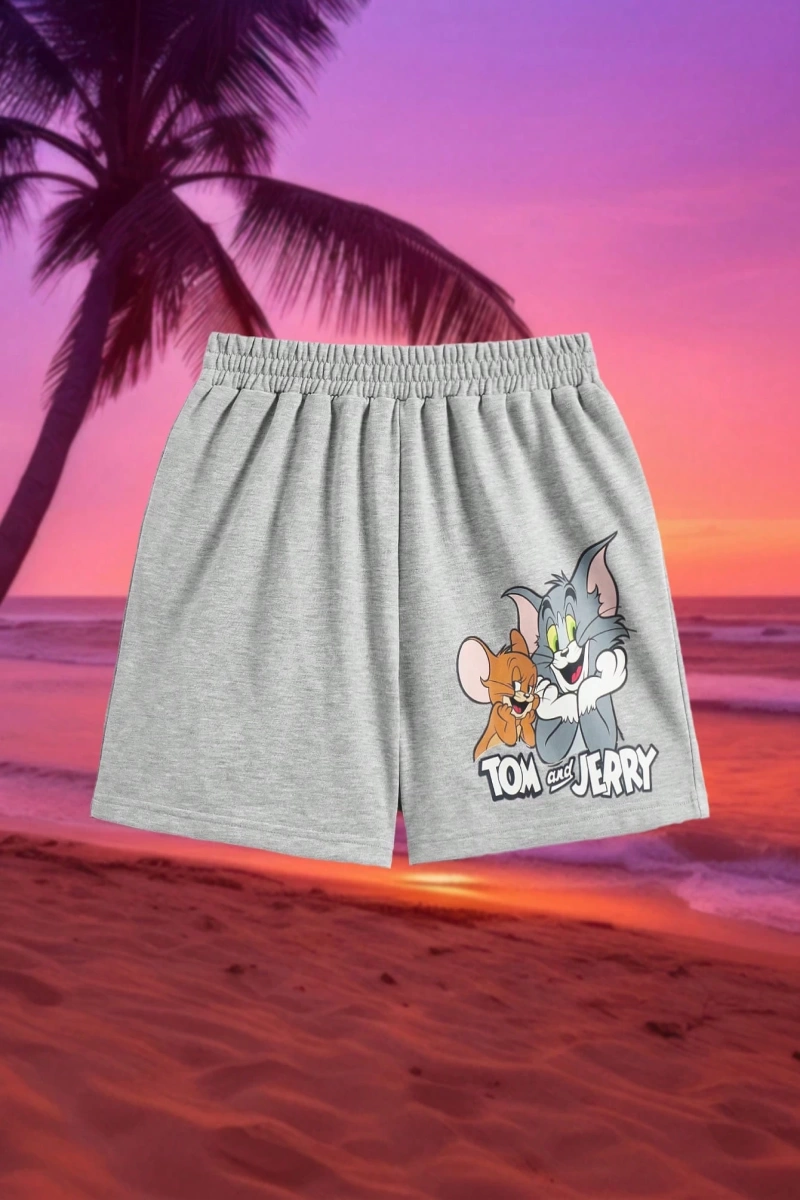 TOM & JERRY X Karikatür Mektup Baskılı Şort