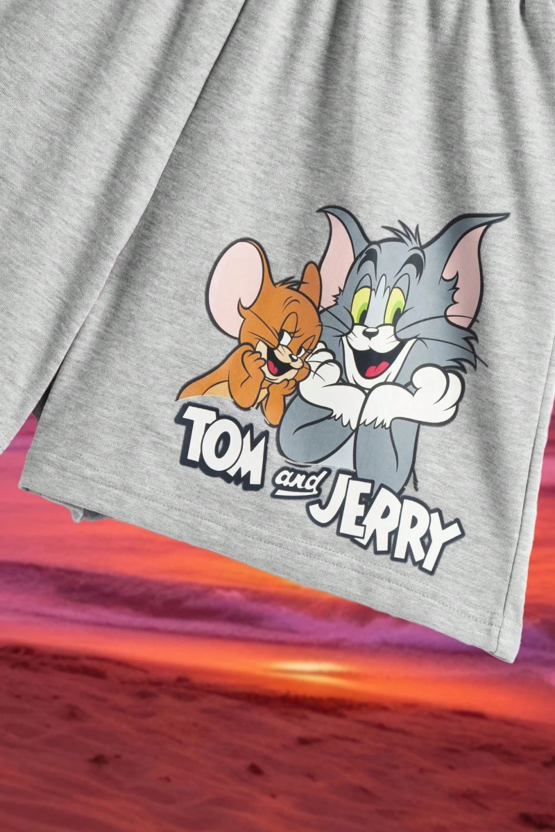 TOM & JERRY X Karikatür Mektup Baskılı Şort