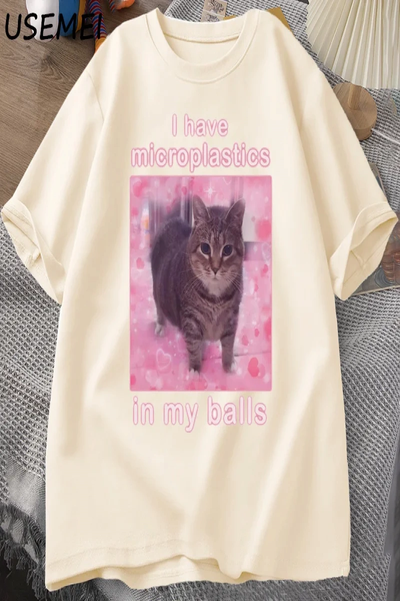 Toplarımda Mikroplastik Var Komik Kedi Meme T-shirt Erkek Kadın Aptal Aptal Tshirt Goofy Ahh  2895