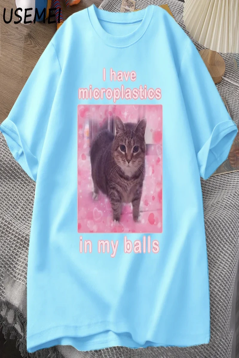 Toplarımda Mikroplastik Var Komik Kedi Meme T-shirt Erkek Kadın Aptal Aptal Tshirt Goofy Ahh  2895