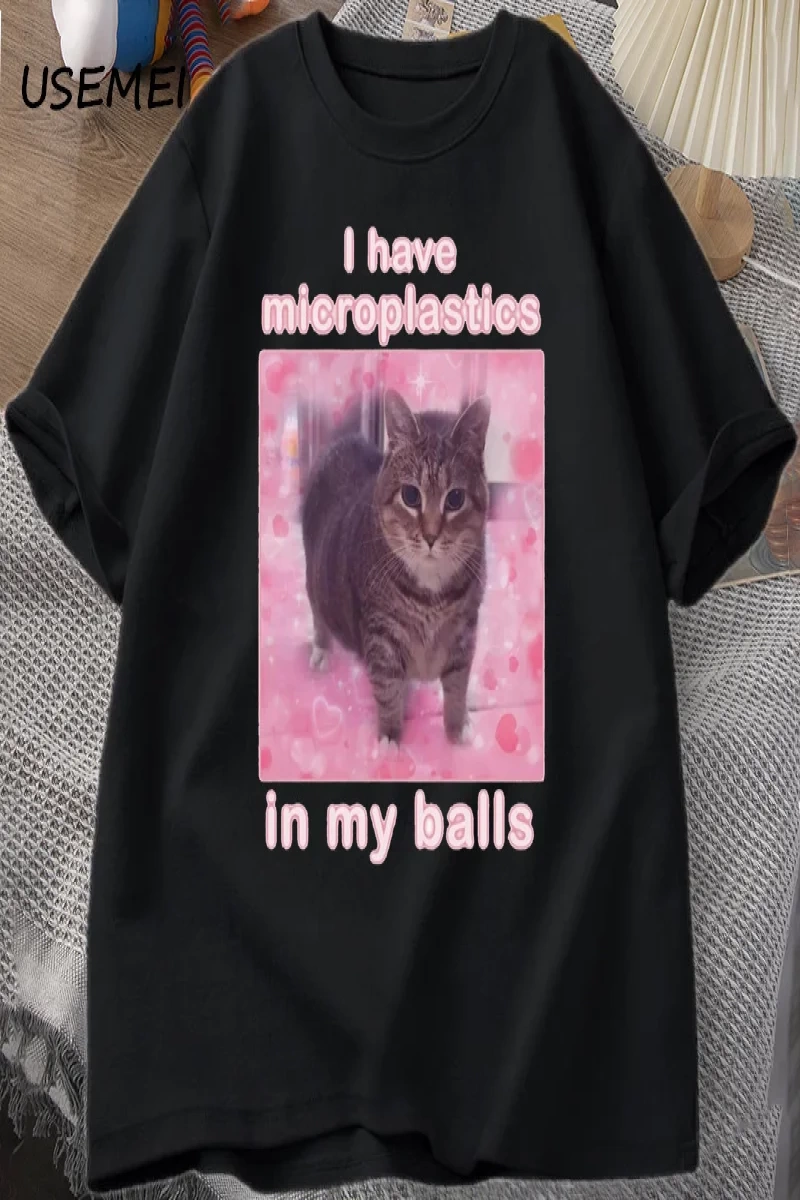 Toplarımda Mikroplastik Var Komik Kedi Meme T-shirt Erkek Kadın Aptal Aptal Tshirt Goofy Ahh  2895