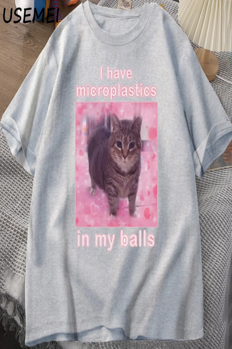 Toplarımda Mikroplastik Var Komik Kedi Meme T-shirt Erkek Kadın Aptal Aptal Tshirt Goofy Ahh  2895