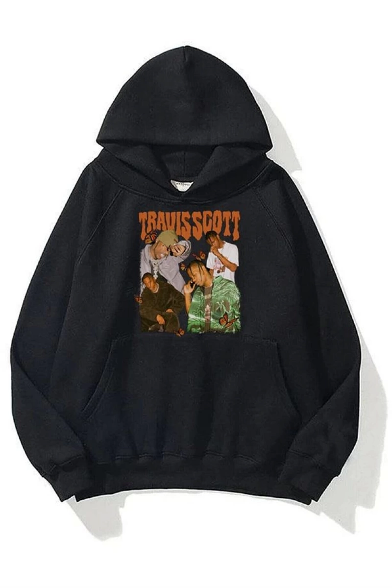 Travis Scott Butterfly Sweatshirt Hoodie Siyah