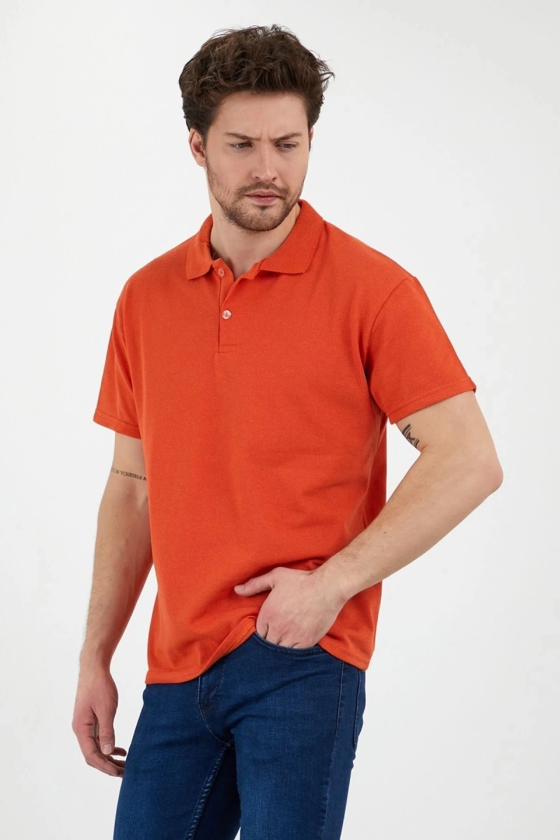 Turuncu Dar/slim Fitt Polo Yaka Tshirt