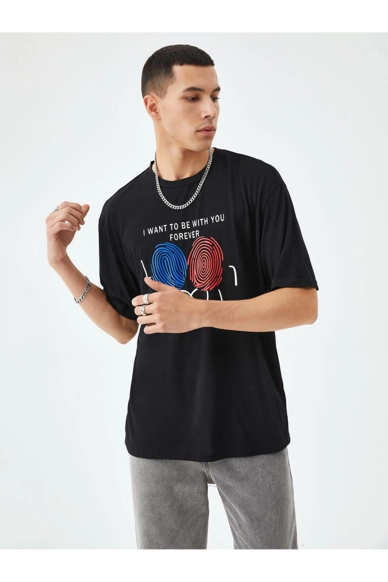 Unisex 1pc Sloganlı ve Karikatür Grafikli Omuz Harajuku Style