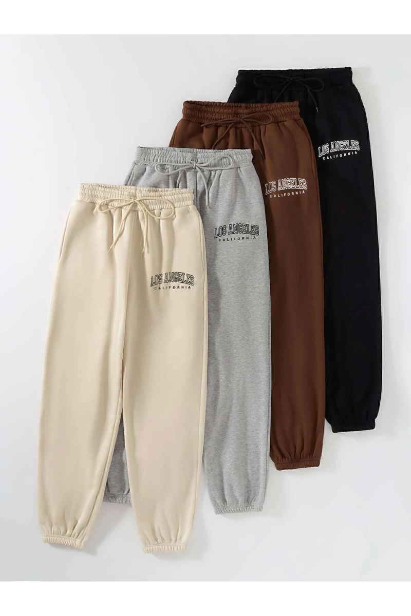 Unisex 4lü Los Angeles Lastikli Jogger Eşofman