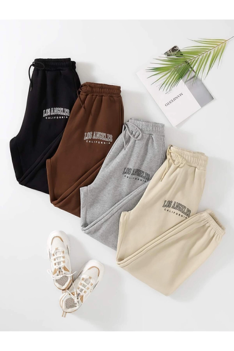 Unisex 4lü Los Angeles Lastikli Jogger Eşofman