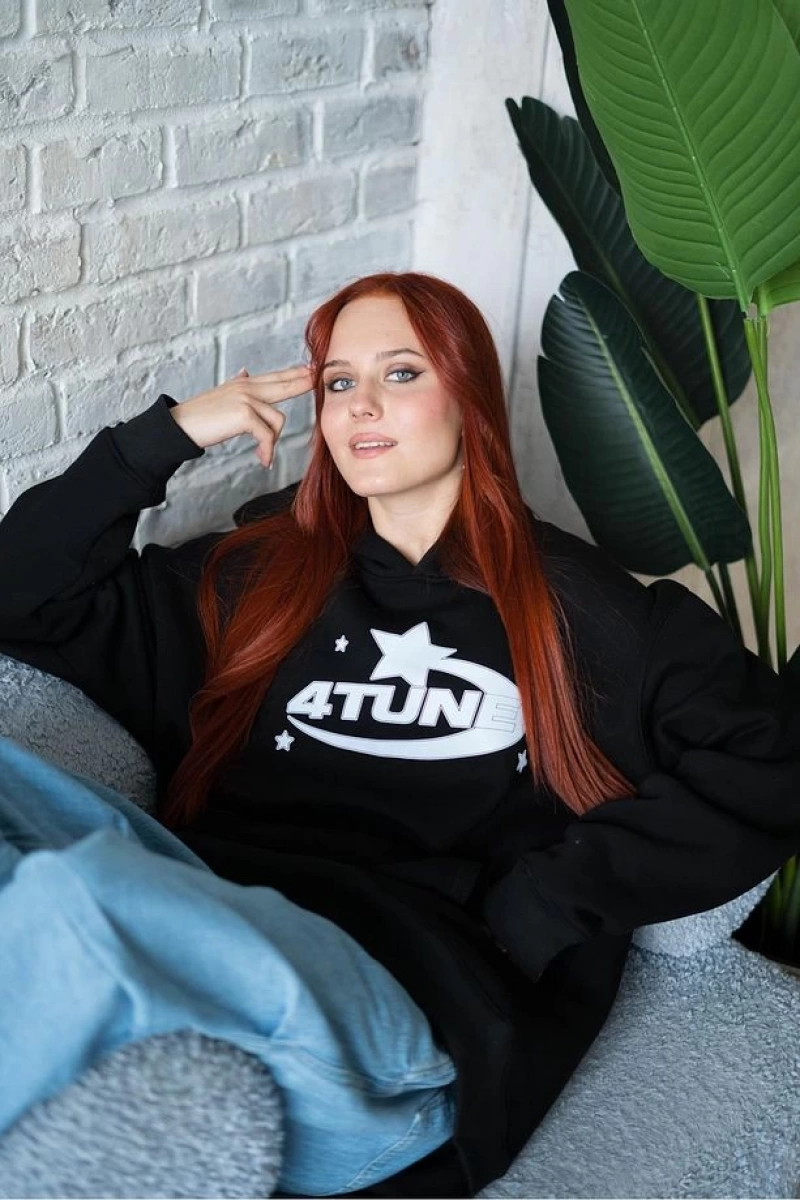Unisex 4tune Sweatshirt Hoodie Siyah