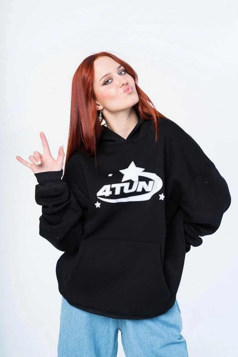 Unisex 4tune Sweatshirt Hoodie Siyah