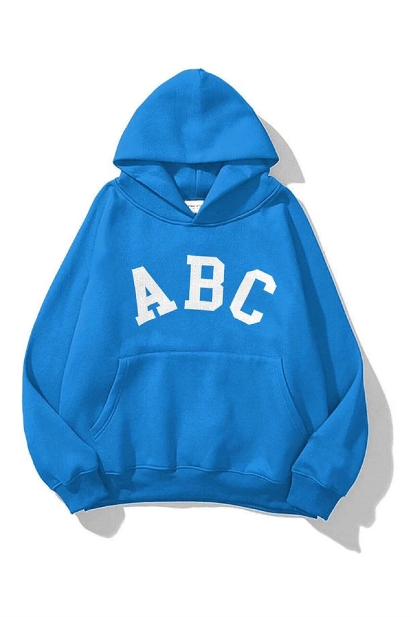 Unisex A B C Sweatshirt Hoodie Mavi