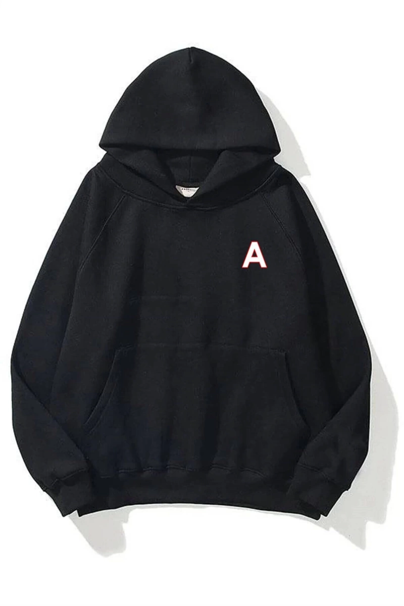 Unisex A Harfli Siyah Sweatshirt