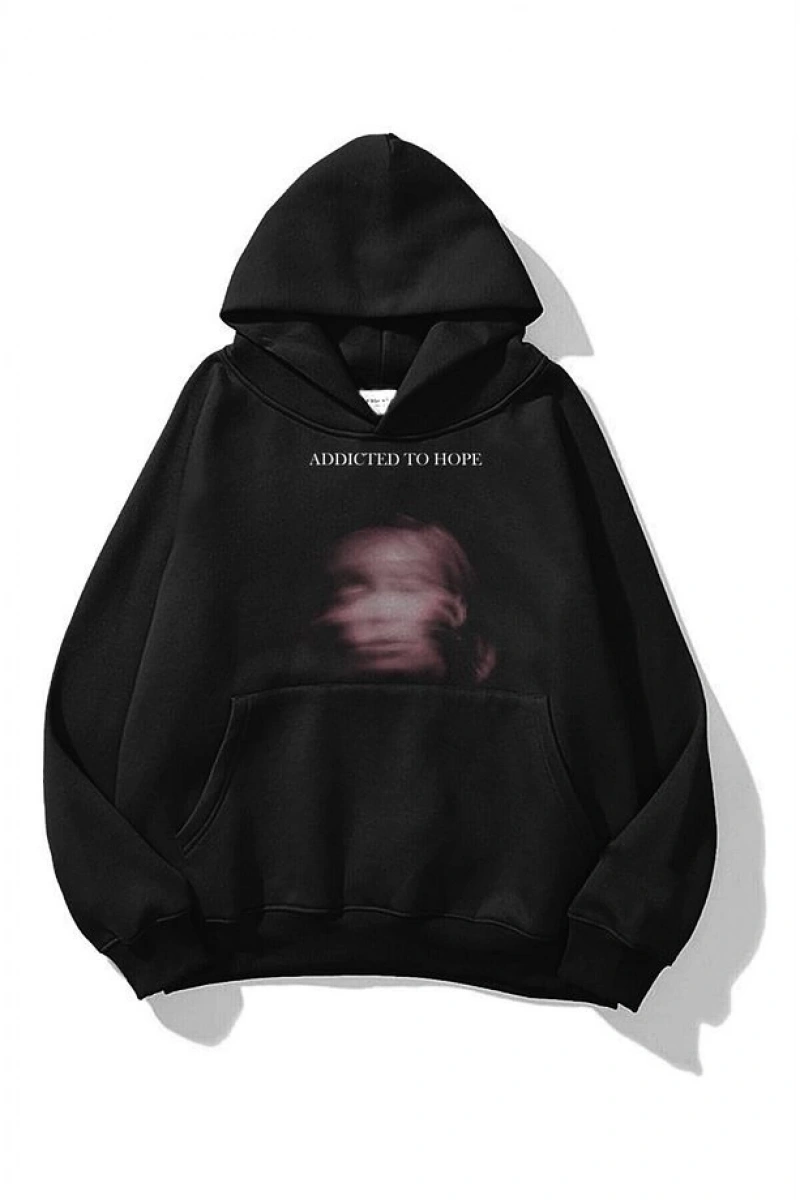 Unisex Addicted To Hope Sweatshirt Hoodie Siyah