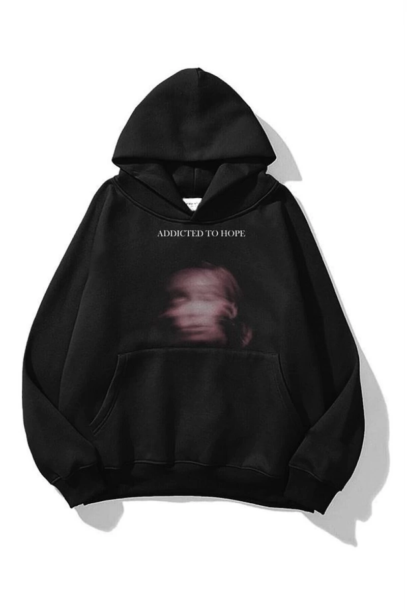 Unisex Addicted To Hope Sweatshirt Hoodie Siyah
