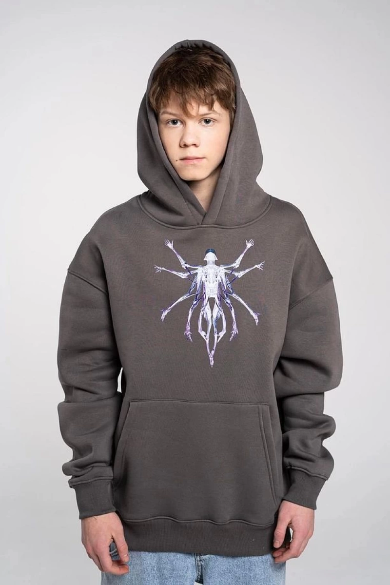 Unisex Alien Sweatshirt Hoodie Gri