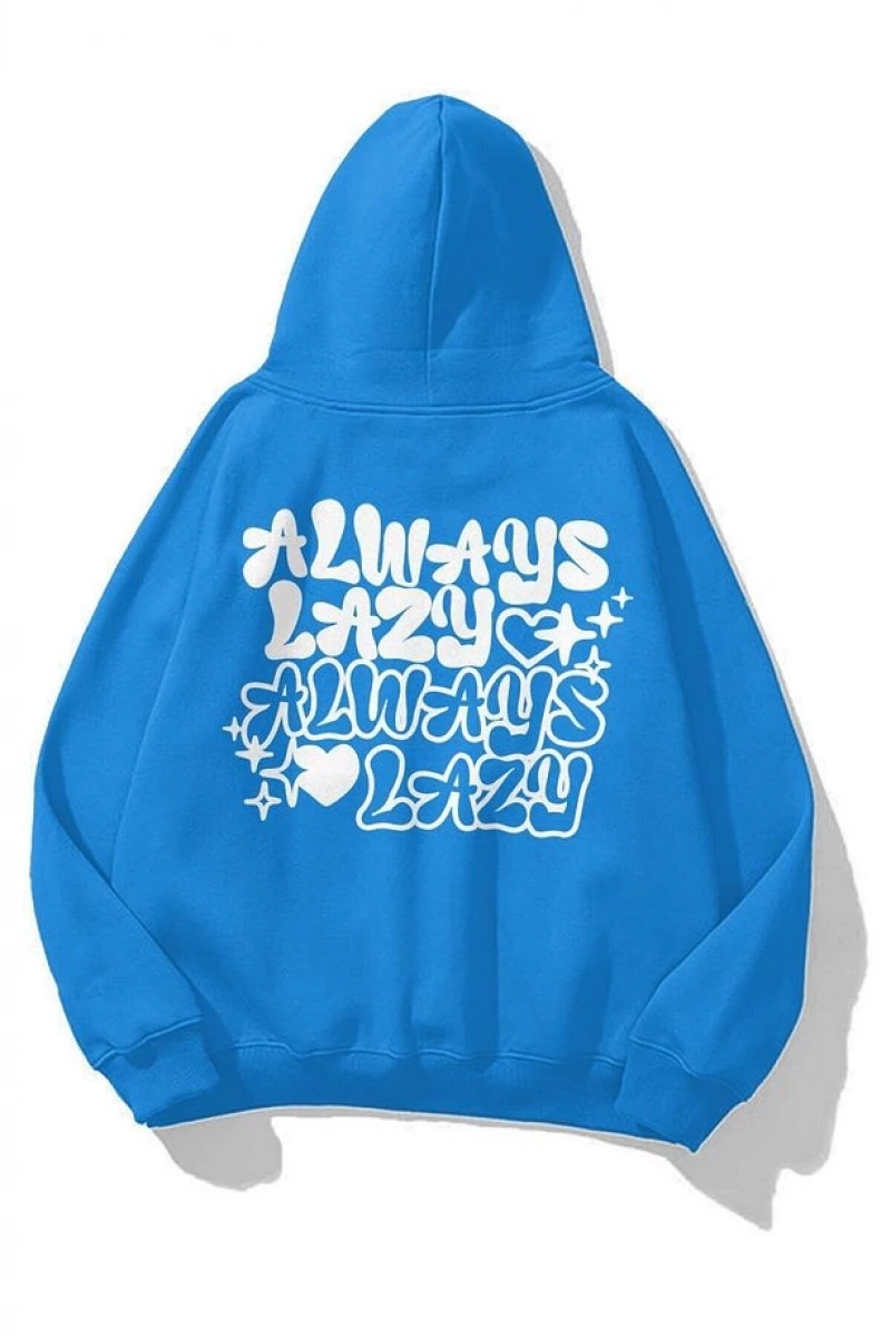 Unisex Always Lazy Sweatshirt Soft Mavi