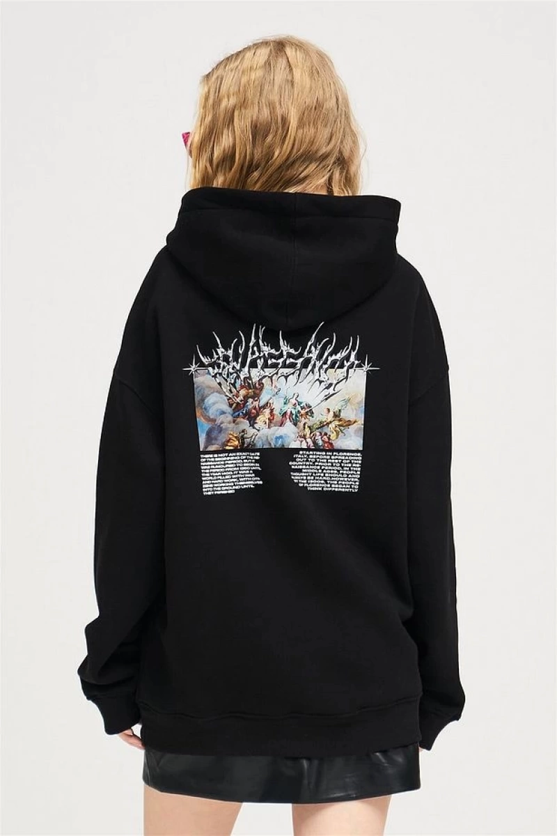 Unisex Angel Sweatshirt Hoodie Siyah