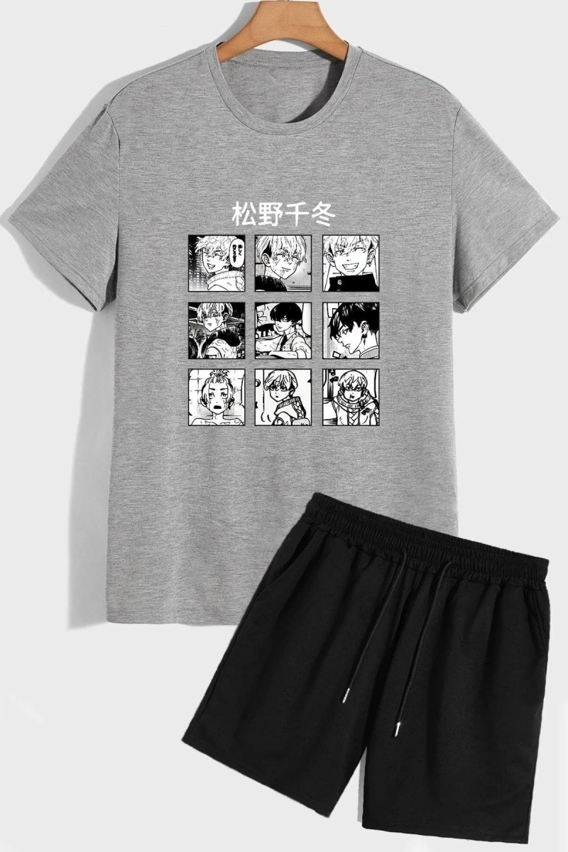 Unisex Anime Şort T-shirt Eşofman Takımı TSH-TOKYOAVENGERS-SHRT-DUZ