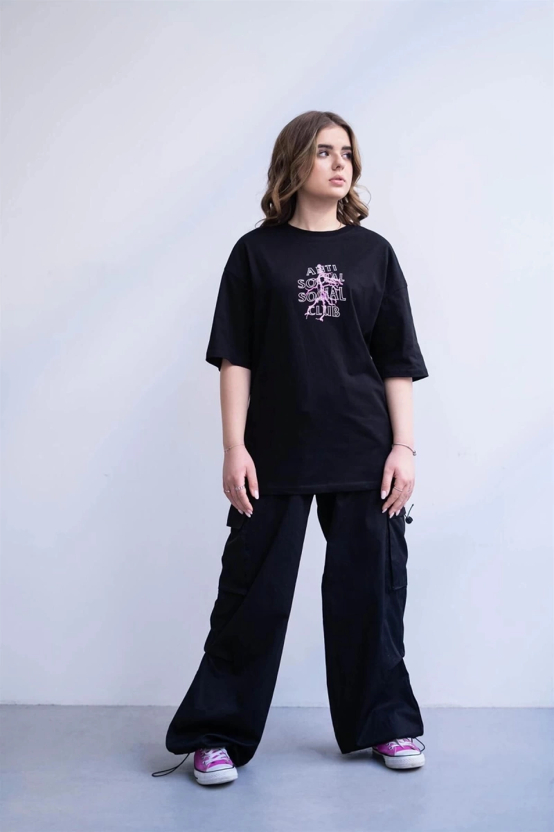 Unisex Anti Social Club Siyah Tshirt