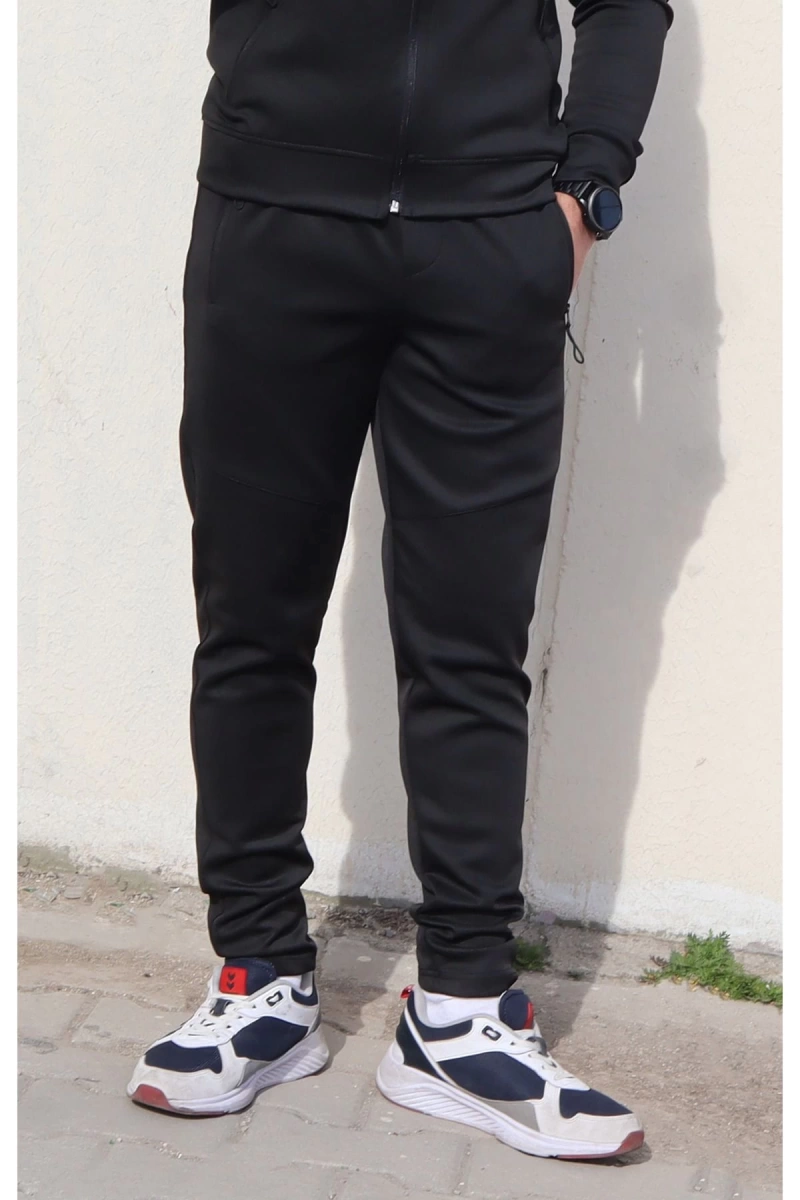 Unisex Arka Cepli Fermuarlı Slimfit Eşofman Altı