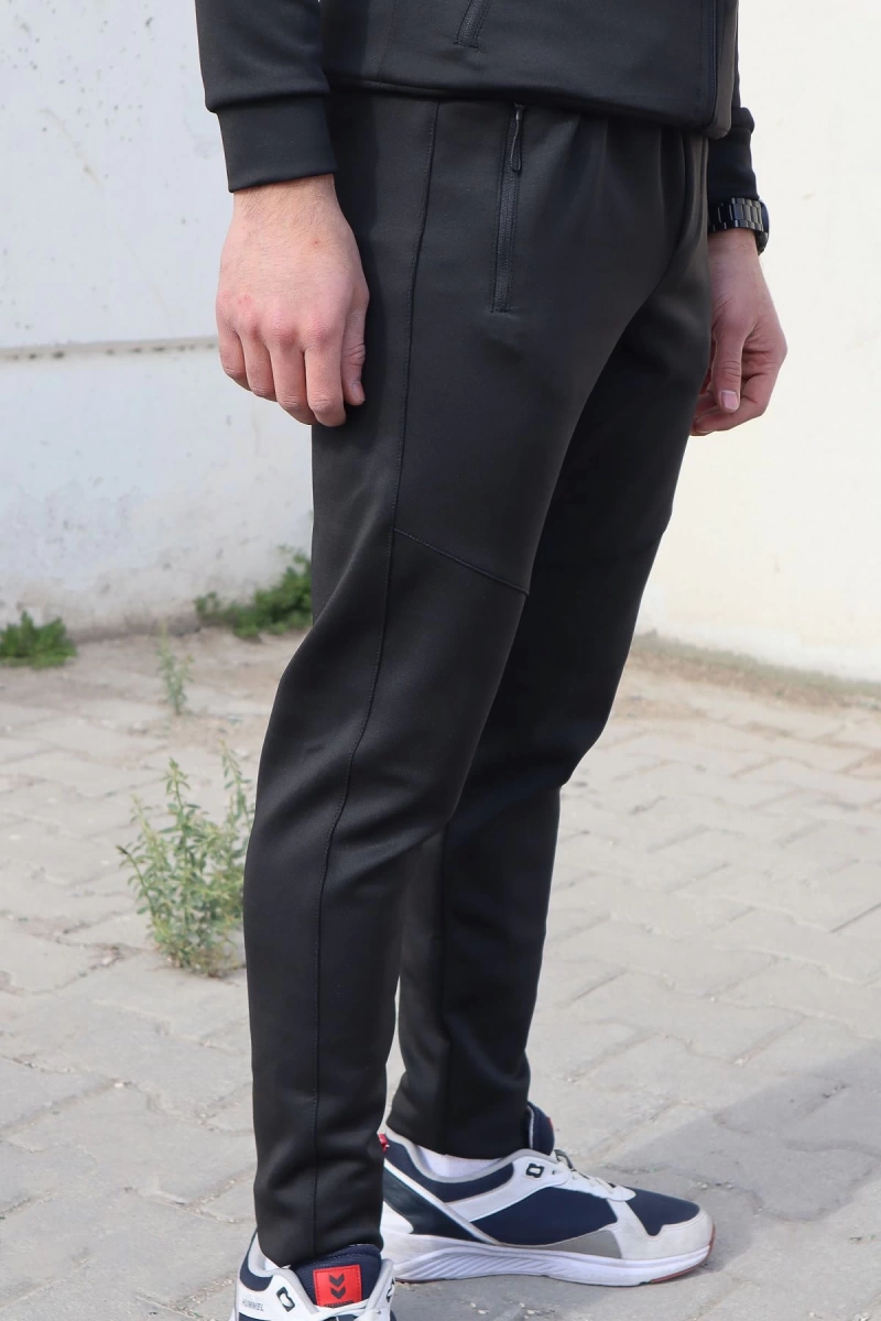 Unisex Arka Cepli Fermuarlı Slimfit Eşofman Altı