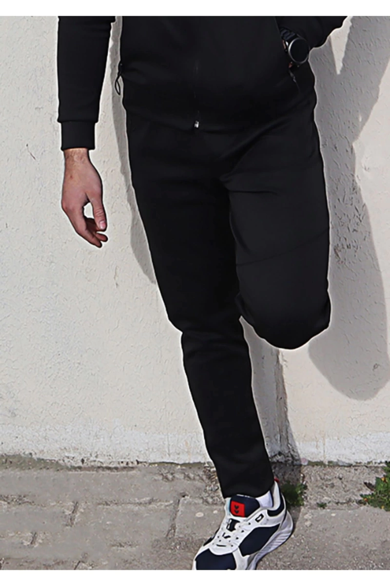 Unisex Arka Cepli Fermuarlı Slimfit Eşofman Altı
