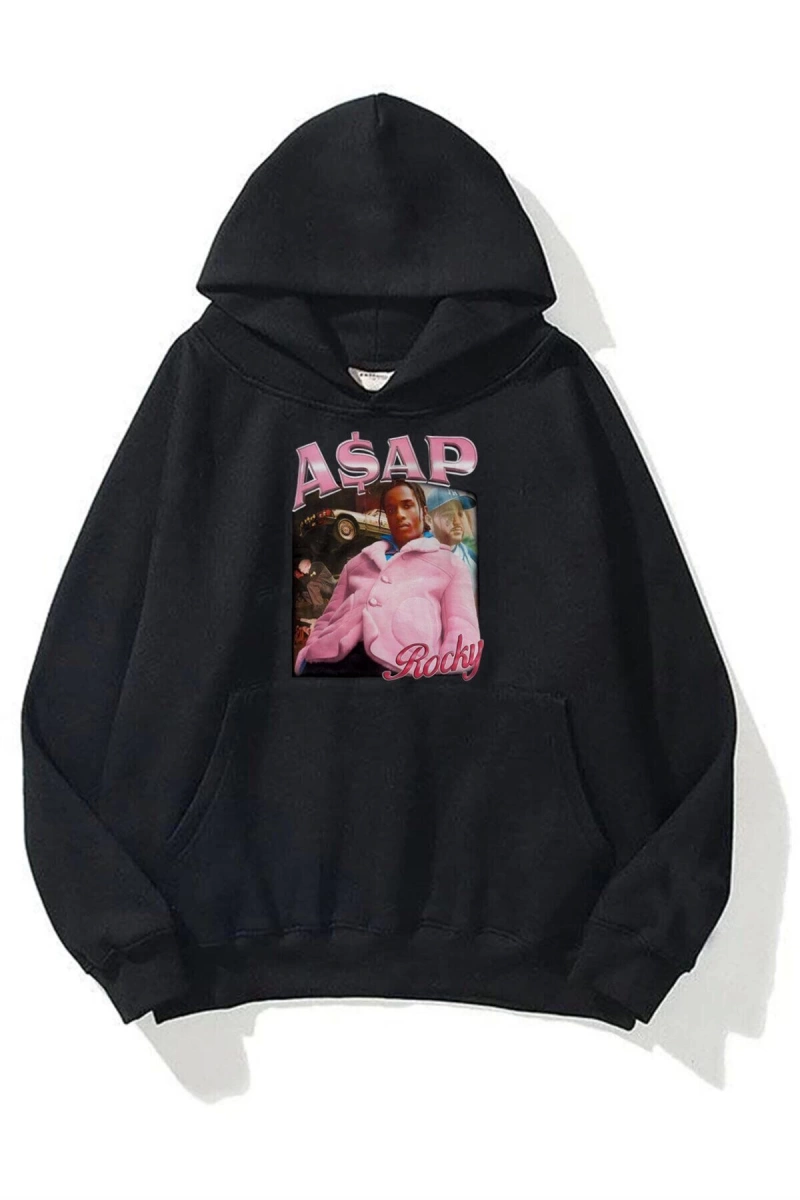 Unisex Asap Rocky Siyah Sweatshirt