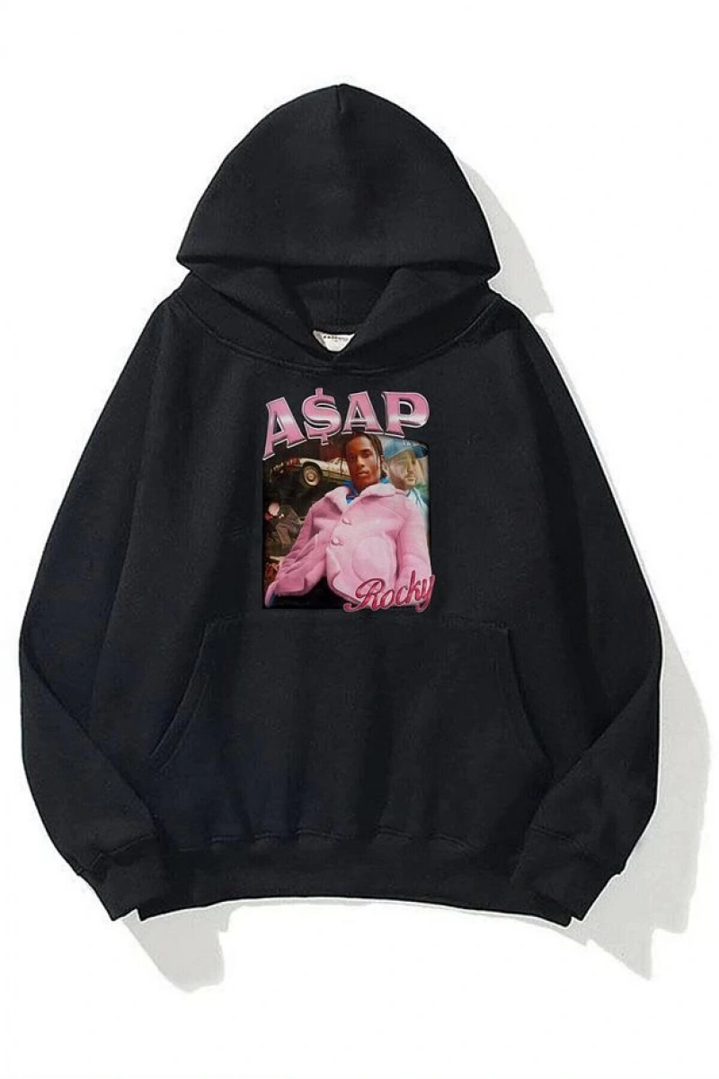 Unisex Asap Rocky Siyah Sweatshirt Siyah