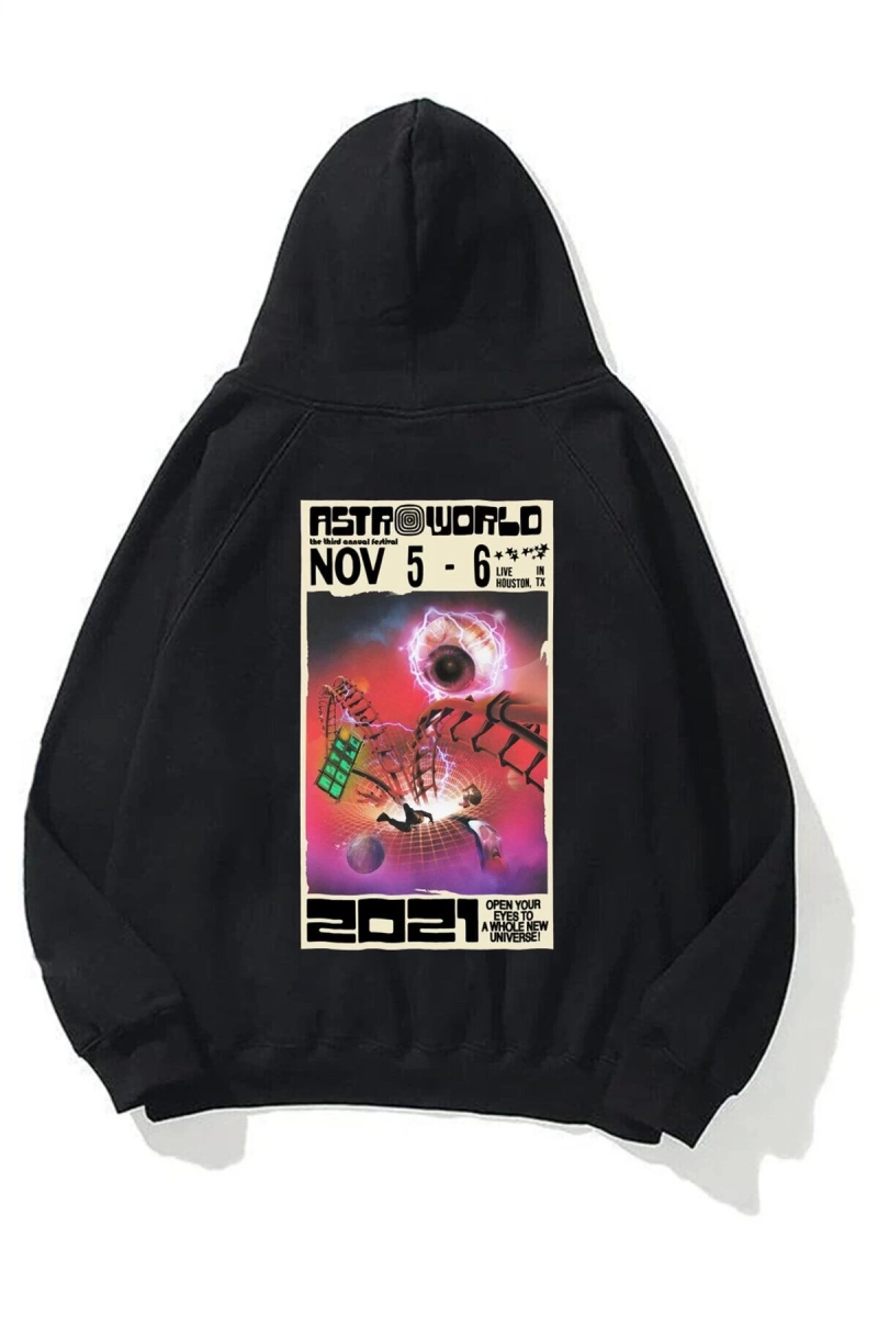 Unisex Astroworld 2021 Siyah Sweatshirt
