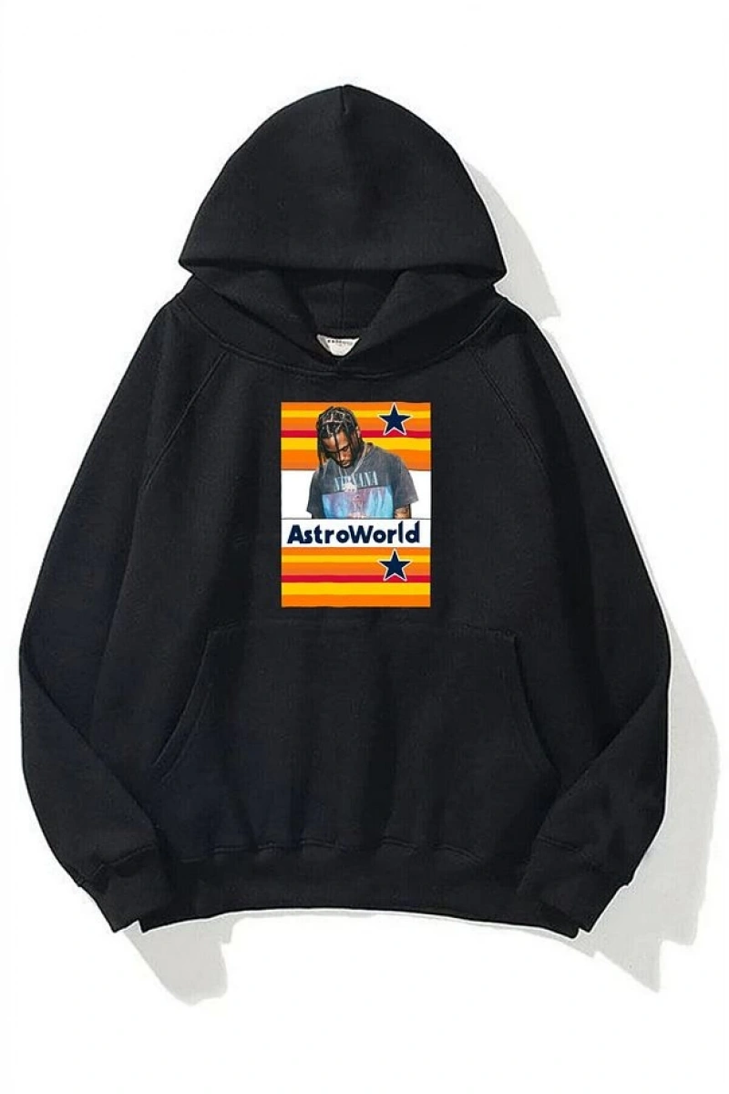 Unisex Astroworld Travis Scott Siyah Sweatshirt Siyah