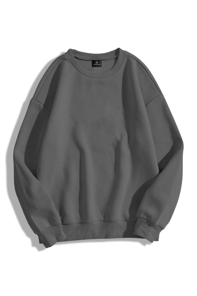 Unisex Basic Bisiklet Yaka Sweatshirt