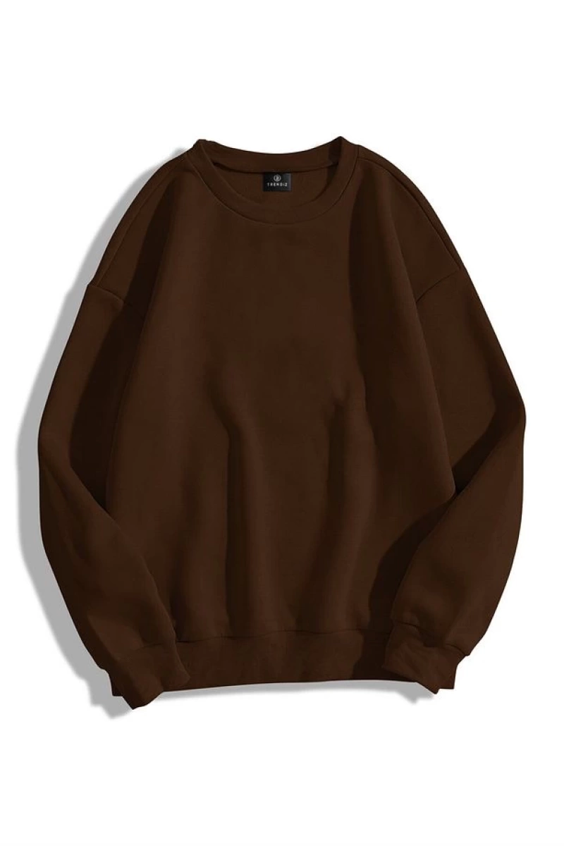 Unisex Basic Bisiklet Yaka Sweatshirt Siyah