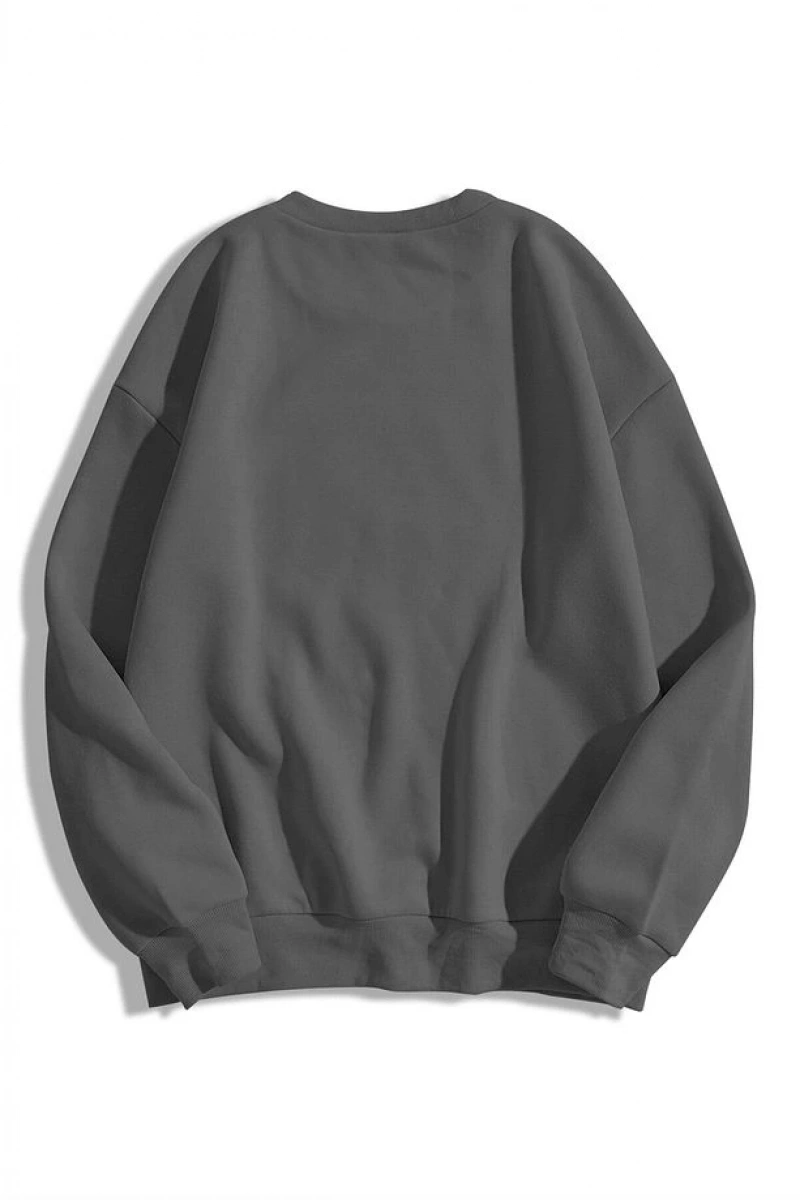 Unisex Basic Bisiklet Yaka Sweatshirt Siyah
