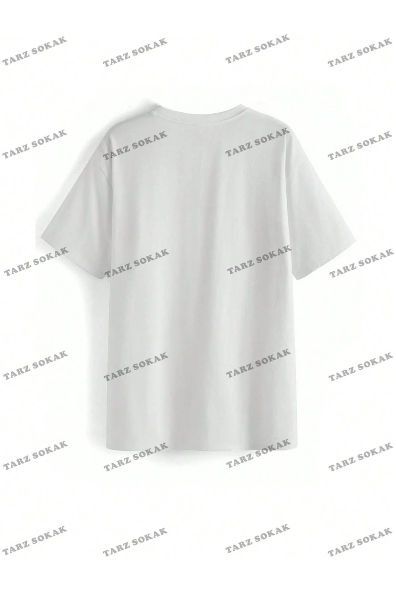 Unisex BAY  Desen Baskılı Düşük Omuzlu T-Shirt KOD-1334
