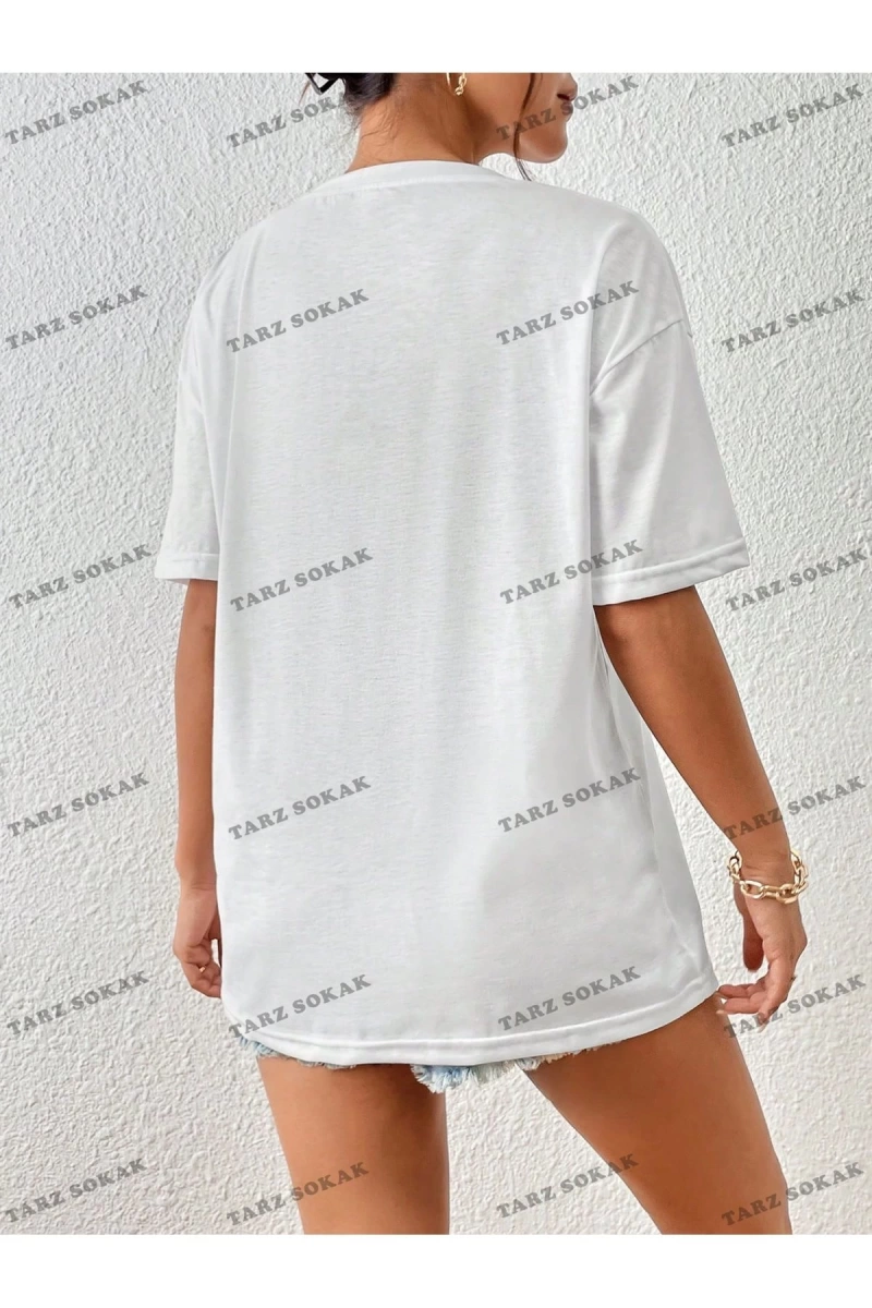 Unisex BAY  Goth Kadın Kafatası Desenli Damla Omuz T-shirt KOD-1366