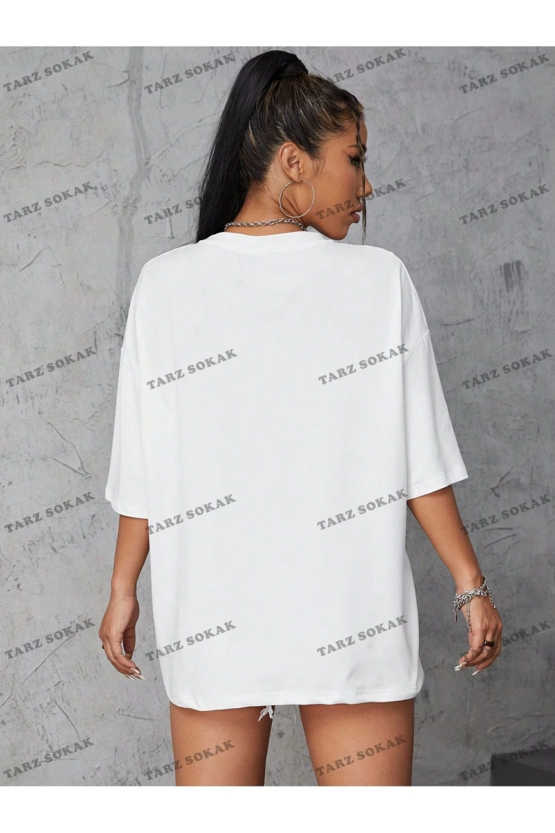 Unisex BAY  Goth Kadın Kafatası Desenli Damla Omuz T-shirt KOD-1367