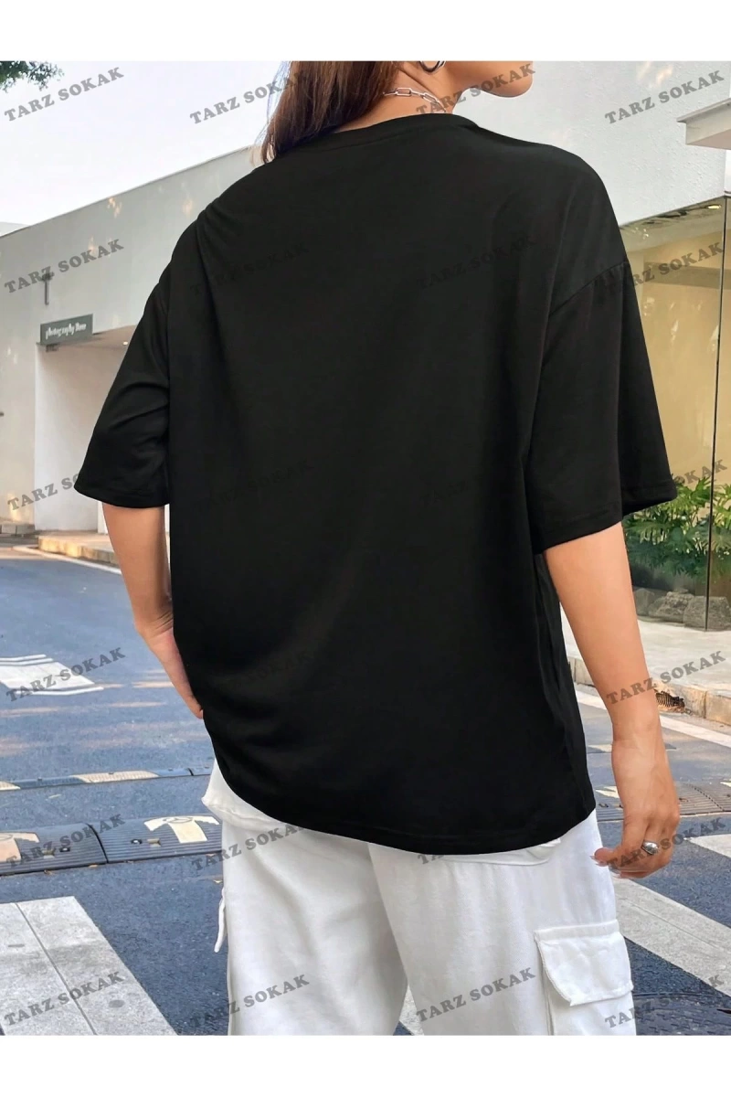 Unisex BAY  Goth Kadın Kafatası Desenli Damla Omuz T-shirt KOD-1368