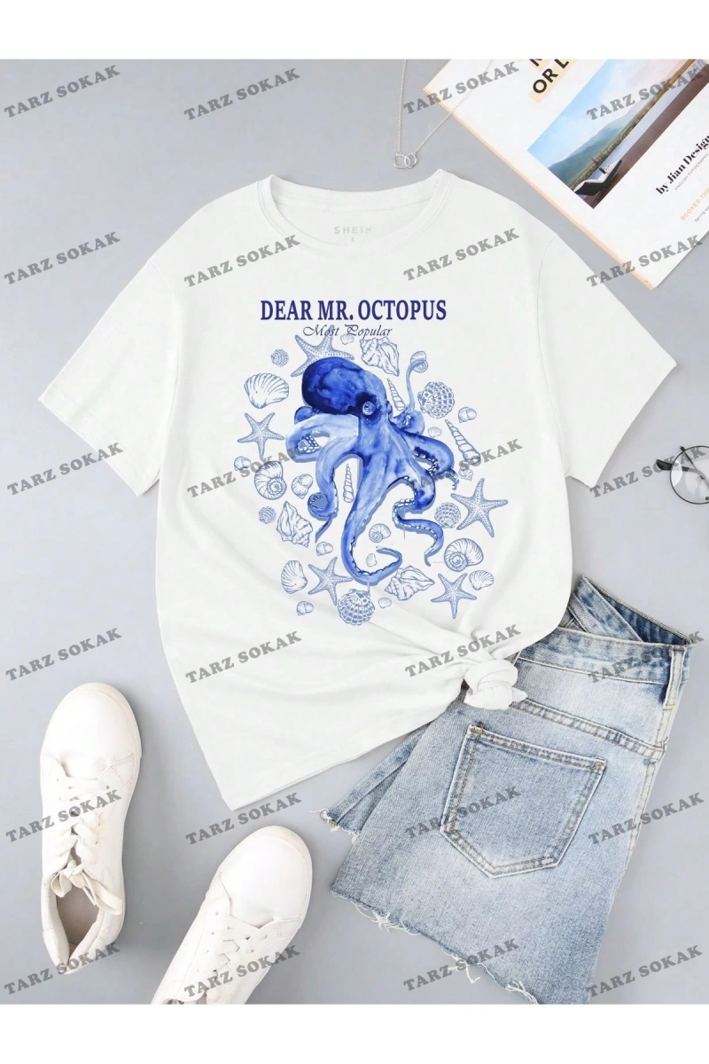 Unisex BAY  Goth Kadın Kafatası Desenli Damla Omuz T-shirt KOD-1369