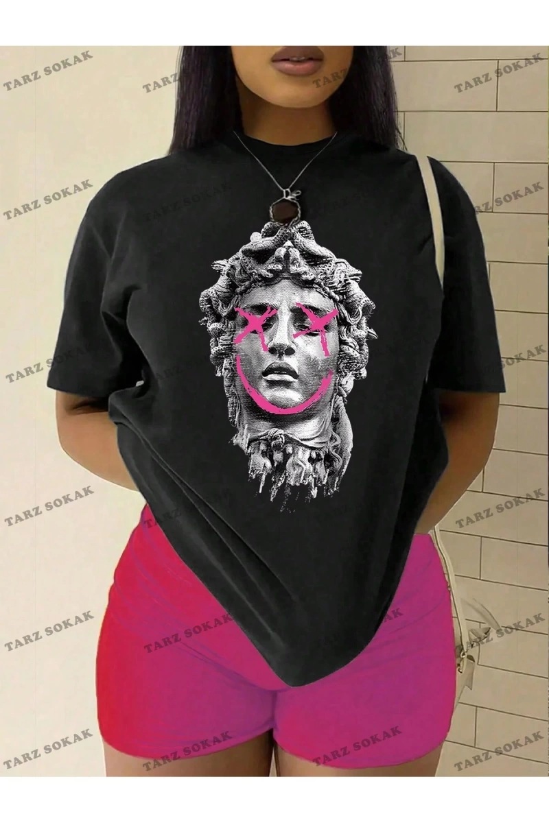 Unisex BAY  Grunge Punk Kadın Japon Anime Karakter Baskılı Kısa Kollu Tişört KOD-1345