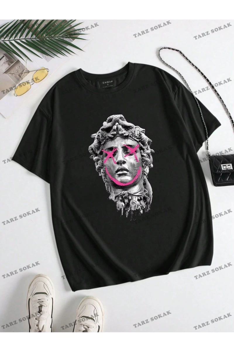 Unisex BAY  Grunge Punk Kadın Japon Anime Karakter Baskılı Kısa Kollu Tişört KOD-1345