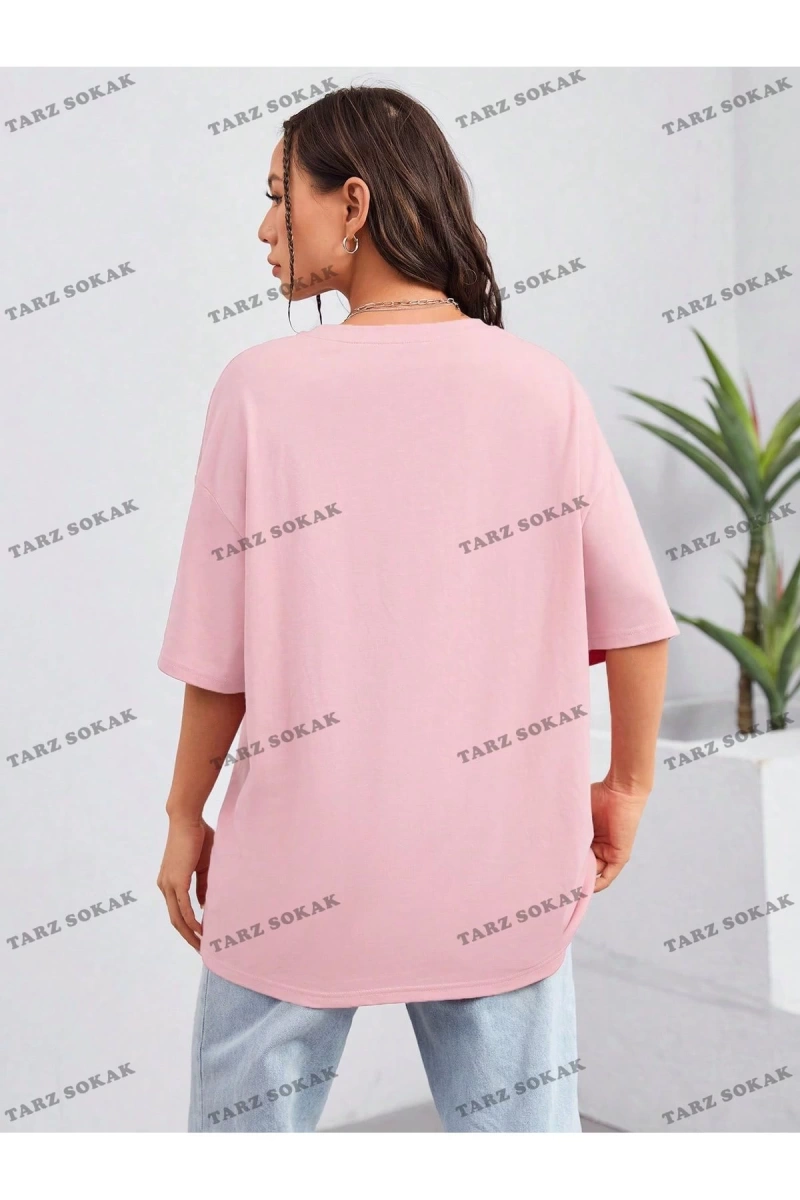 Unisex BAY  Güneş Ve Mantar Desenli Kısa Kollu Kadın Tişört KOD-1304