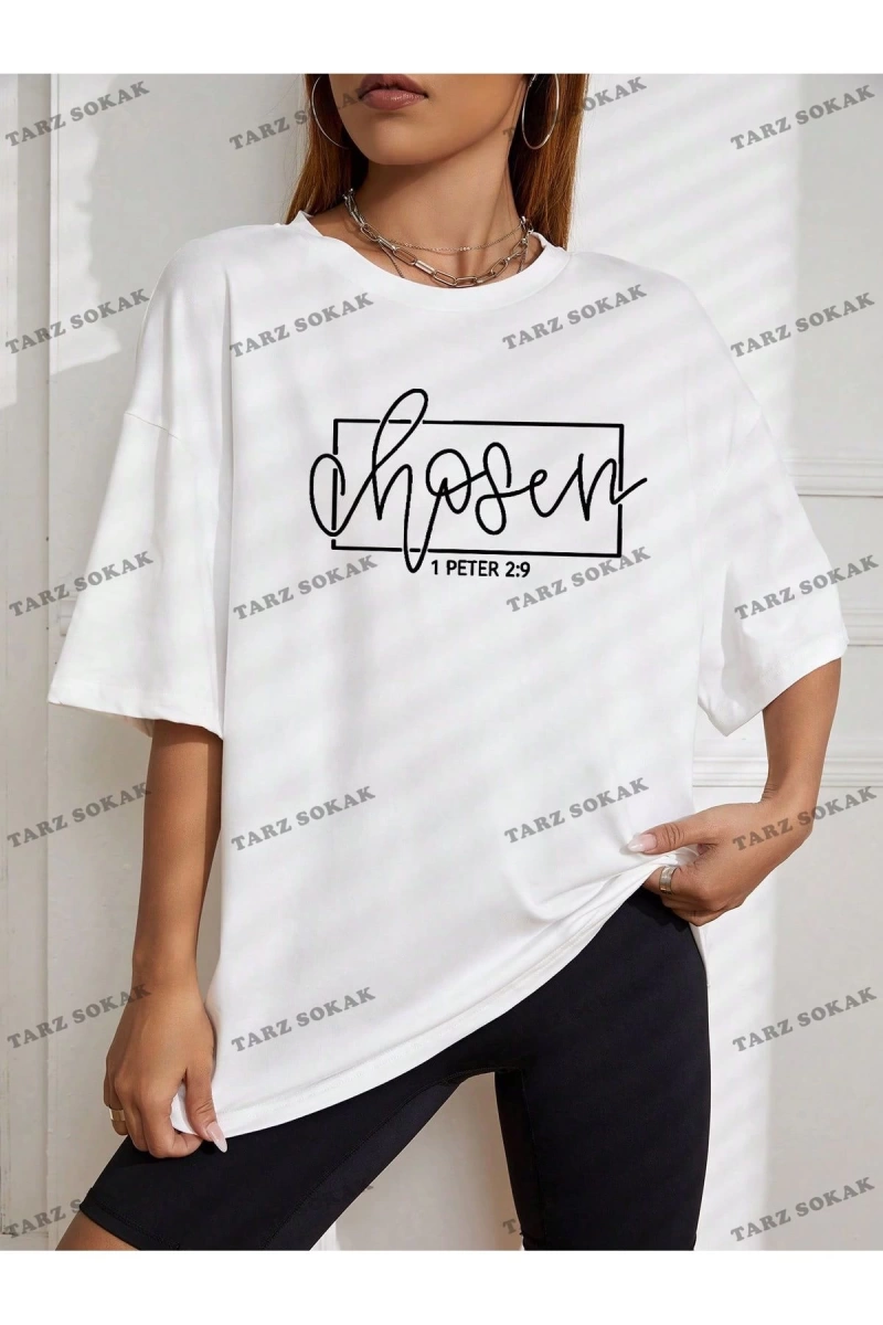 Unisex BAY  Harf Grafikli Düşük Omuzlu Tişört KOD-1322