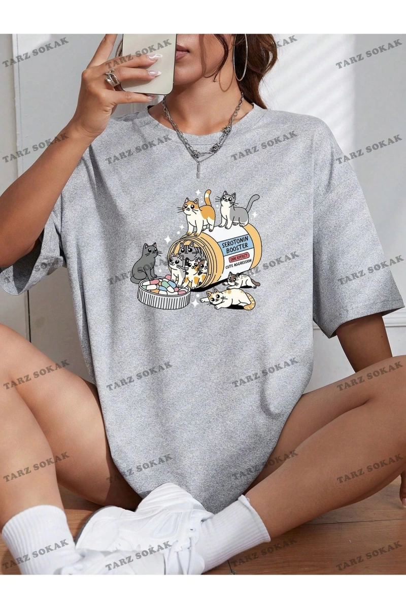 Unisex BAY  Harfli Grafik Düşük Omuzlu Tişört KOD-1331