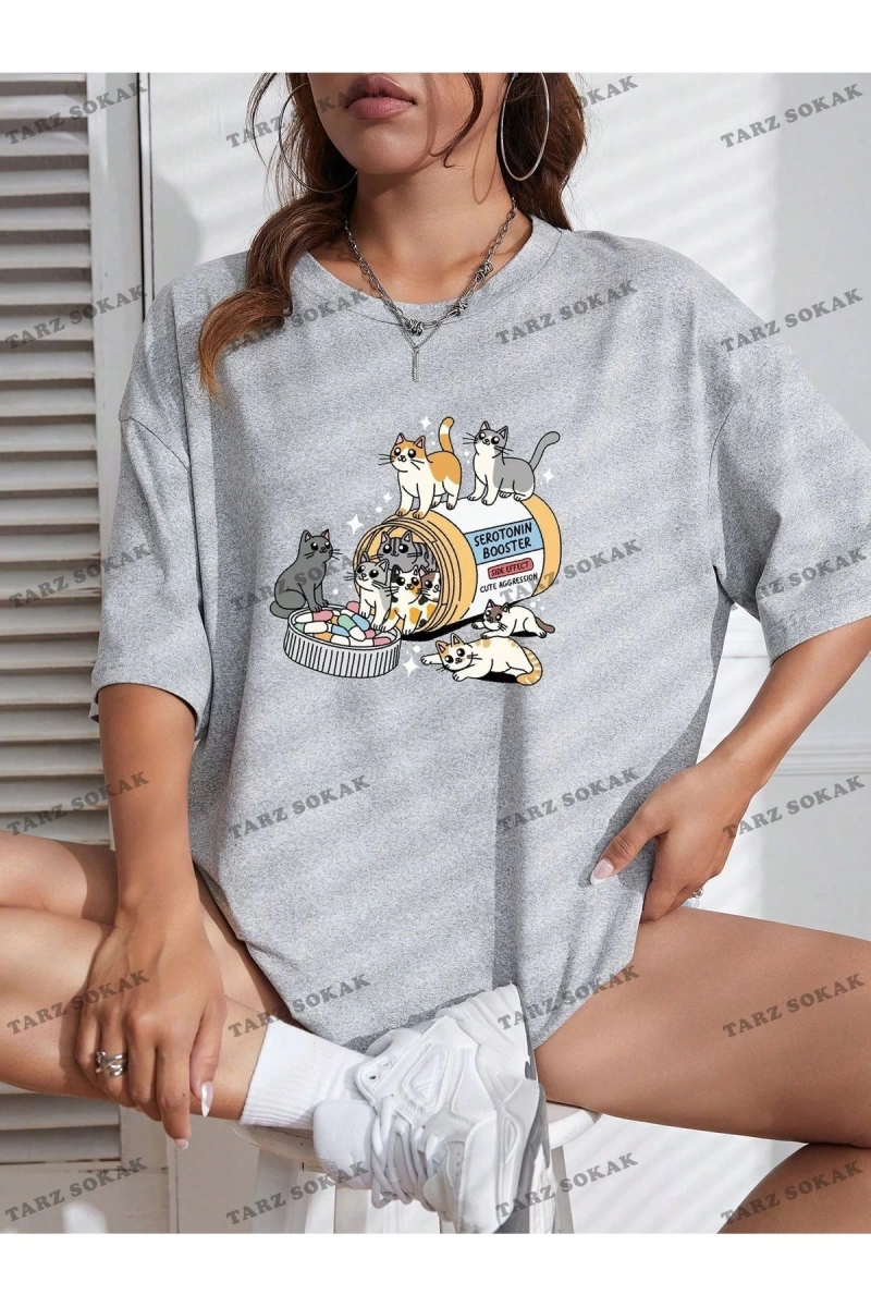 Unisex BAY  Harfli Grafik Düşük Omuzlu Tişört KOD-1331