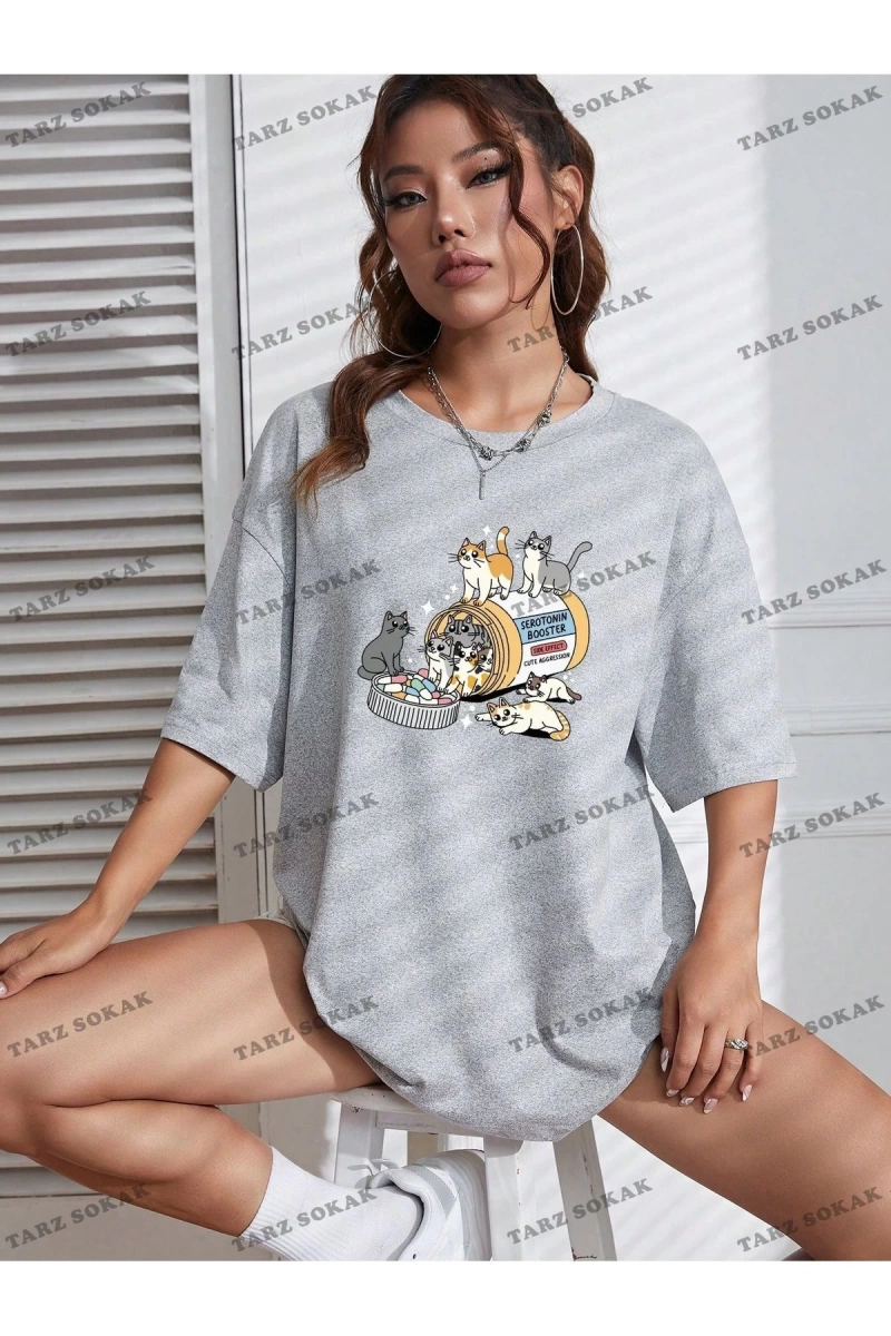 Unisex BAY  Harfli Grafik Düşük Omuzlu Tişört KOD-1331