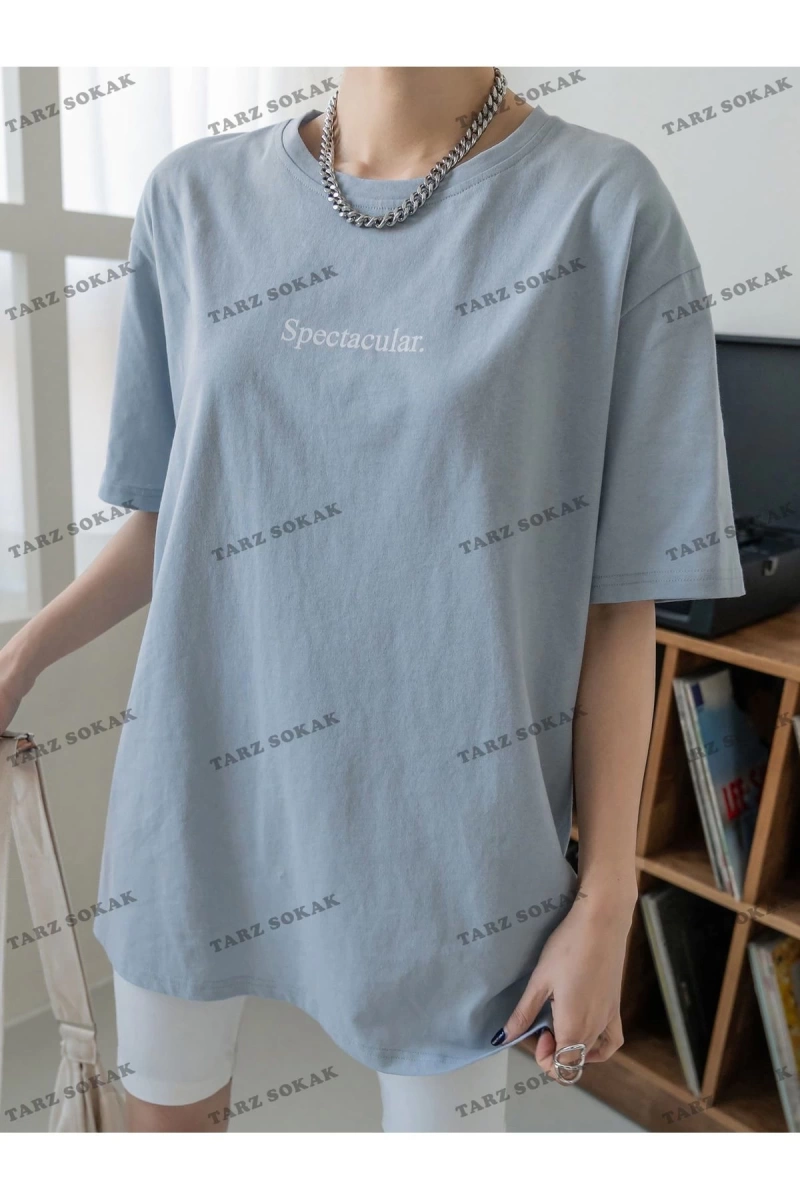 Unisex BAY  Harfli Grafik Düşük Omuzlu Tişört KOD-1341