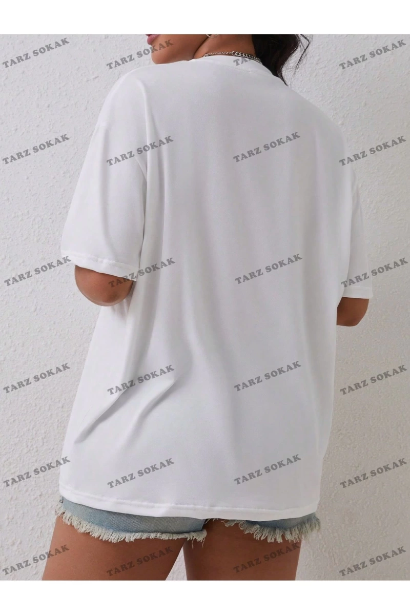 Unisex BAY  Kadın Batı Tarzı Baskılı Kısa Kollu Tişört KOD-1336