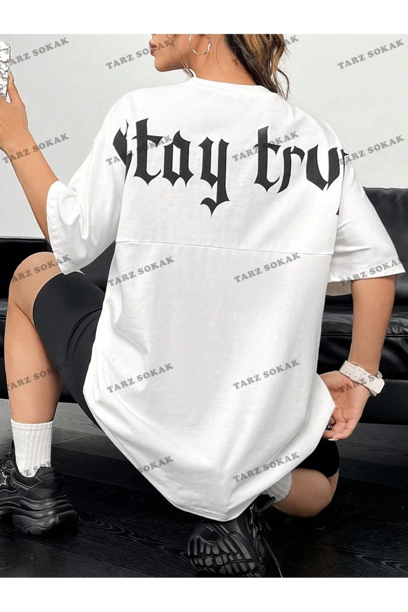 Unisex BAY  Kadın Ultra Bol Basic Harfli Tişört KOD-1383