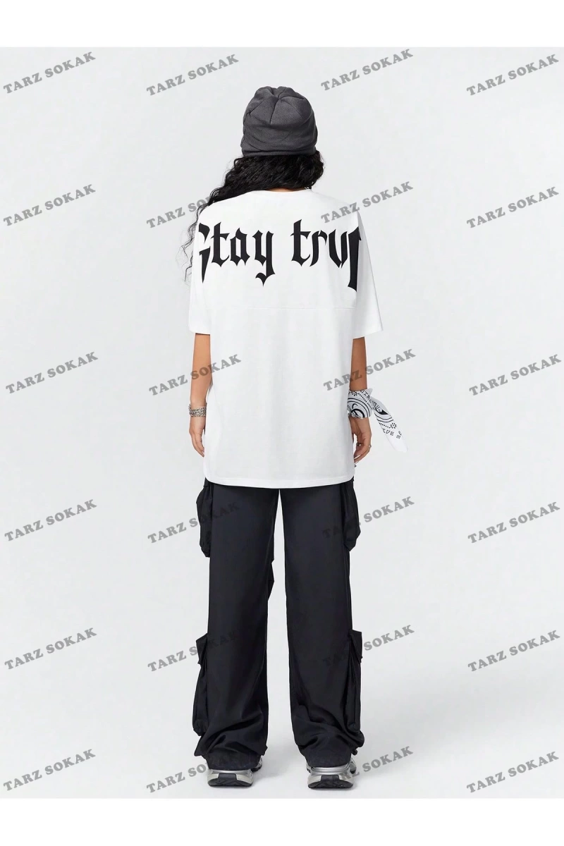 Unisex BAY  Kadın Ultra Bol Basic Harfli Tişört KOD-1383
